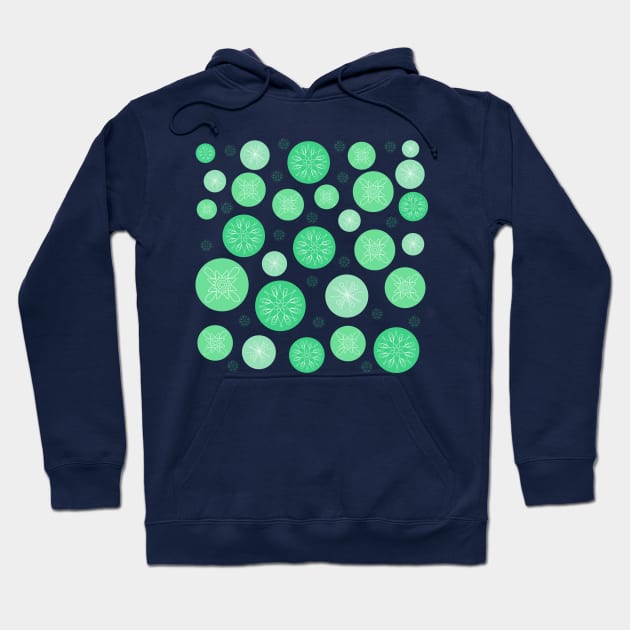 Round green snowflakes pattern Hoodie by Farhad